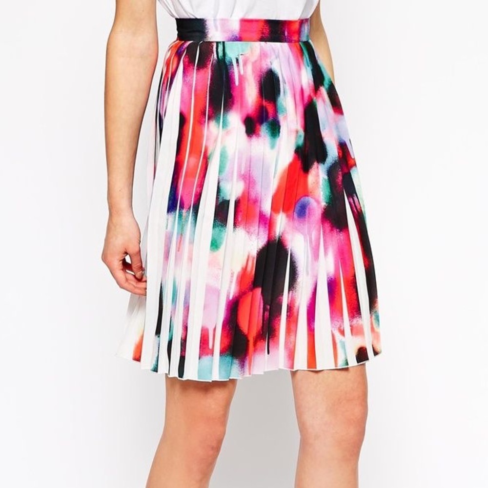 French Connection Miami Graffiti Pleated Skirt 6